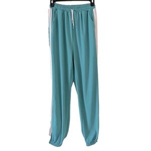 Women’s Teal Track Pant Joggers with White Stripe Classic Cool Medium